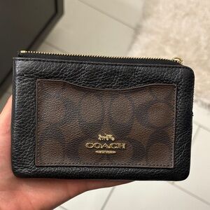 Coach Black and Brown Leather Card Holder